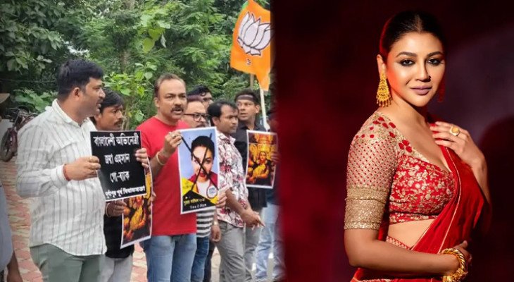 জয়ার ছবিতে কালি মাখিয়ে প্ল্যাকার্ড হাতে পশ্চিমবঙ্গে বিক্ষোভ 